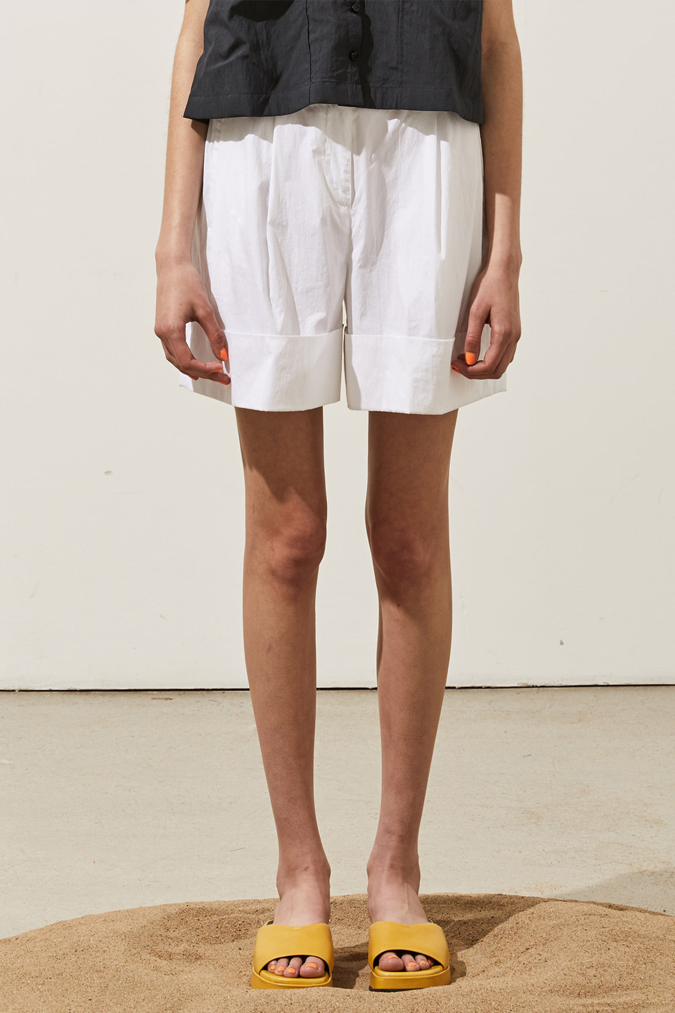 [Outlet] Banded Half Pants_WHITE