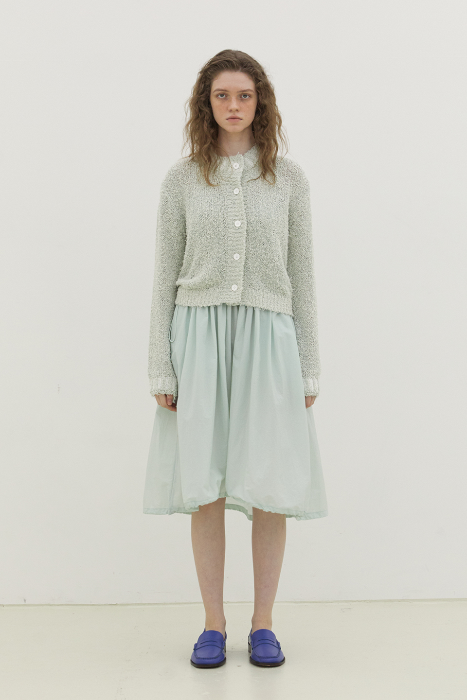 Boucle Cropped Cardigan_MINT