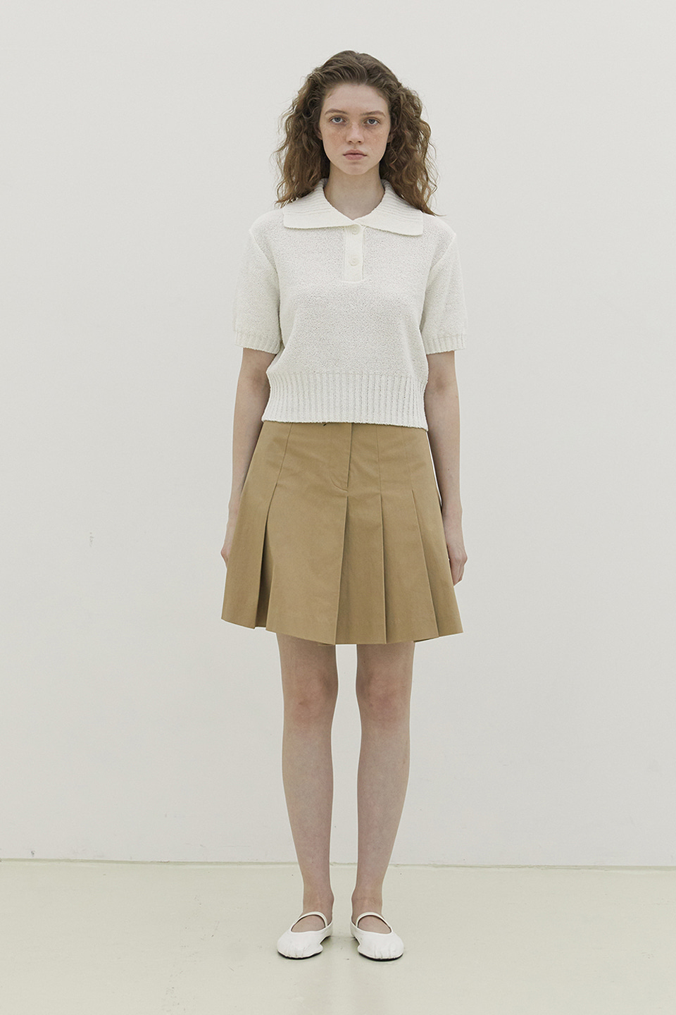 Boucle Open Collar Knit_WHITE