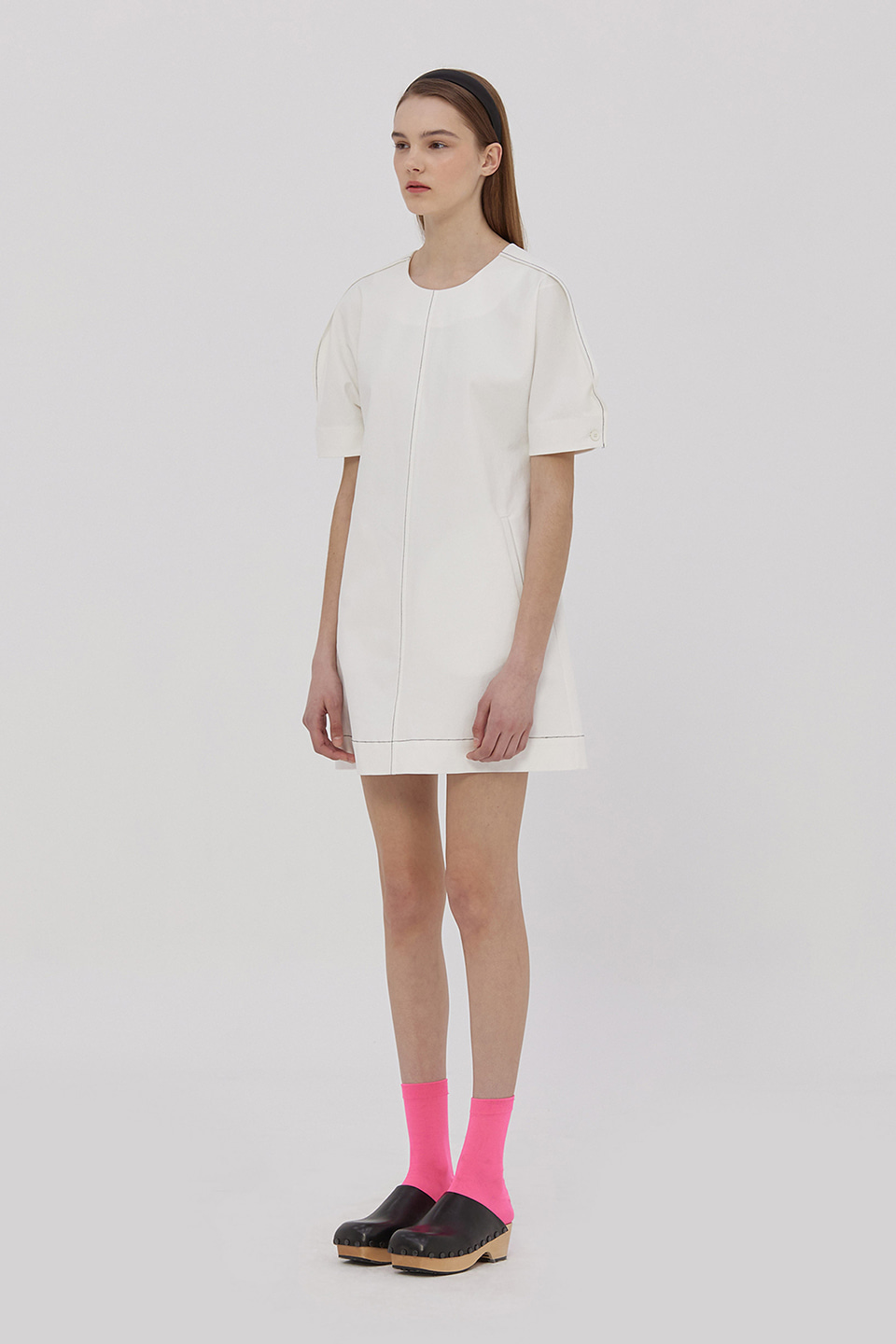 Volume Sleeve Mini Dress_WHITE