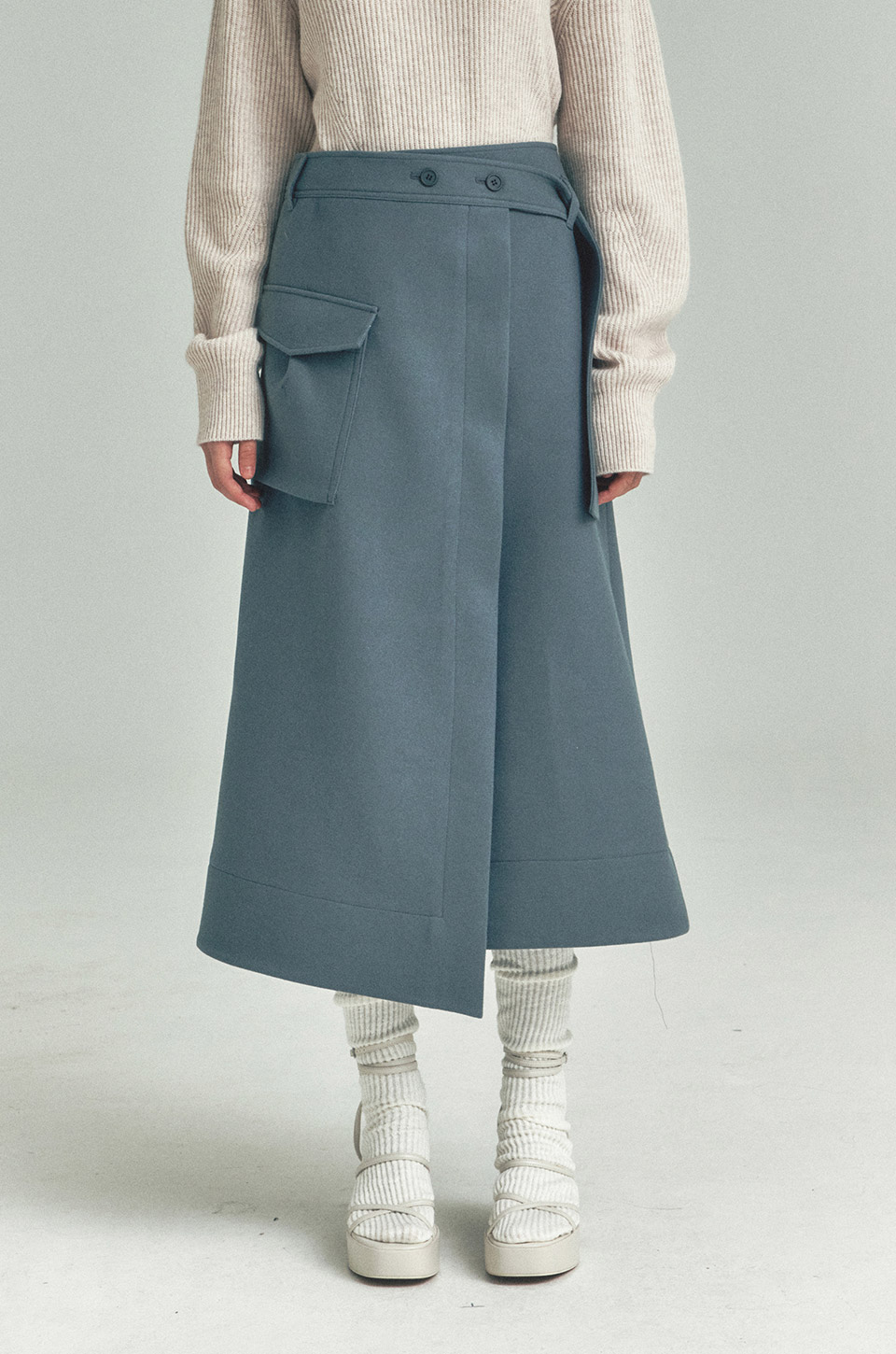Wool Wrap Skirt_D/BLUE