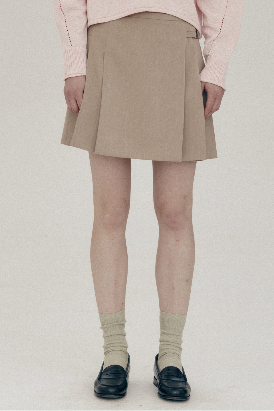 [Outlet] Pleated Mini Skirt_BEIGE