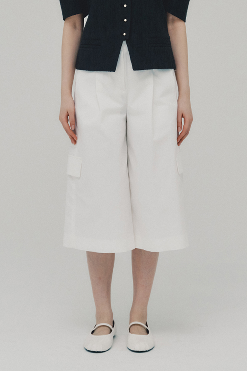 Cropped Cargo Pants_WHITE
