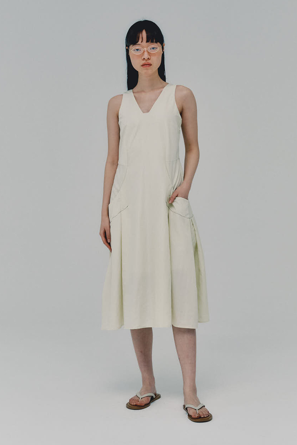 Stitched Nylon Dress_CREAM