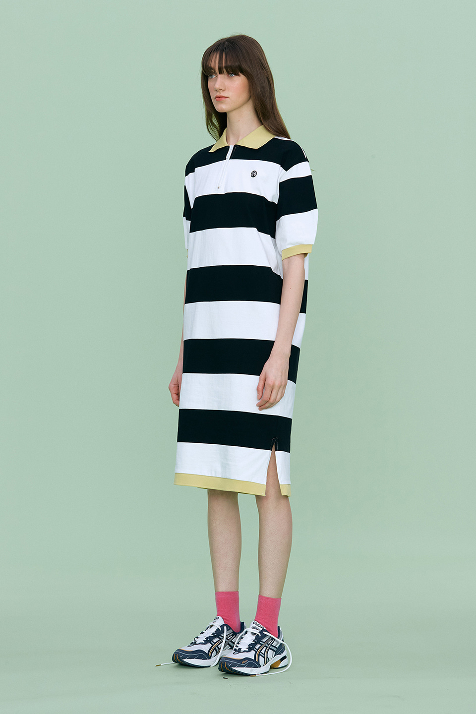 Striped Jersey Dress_BLACK