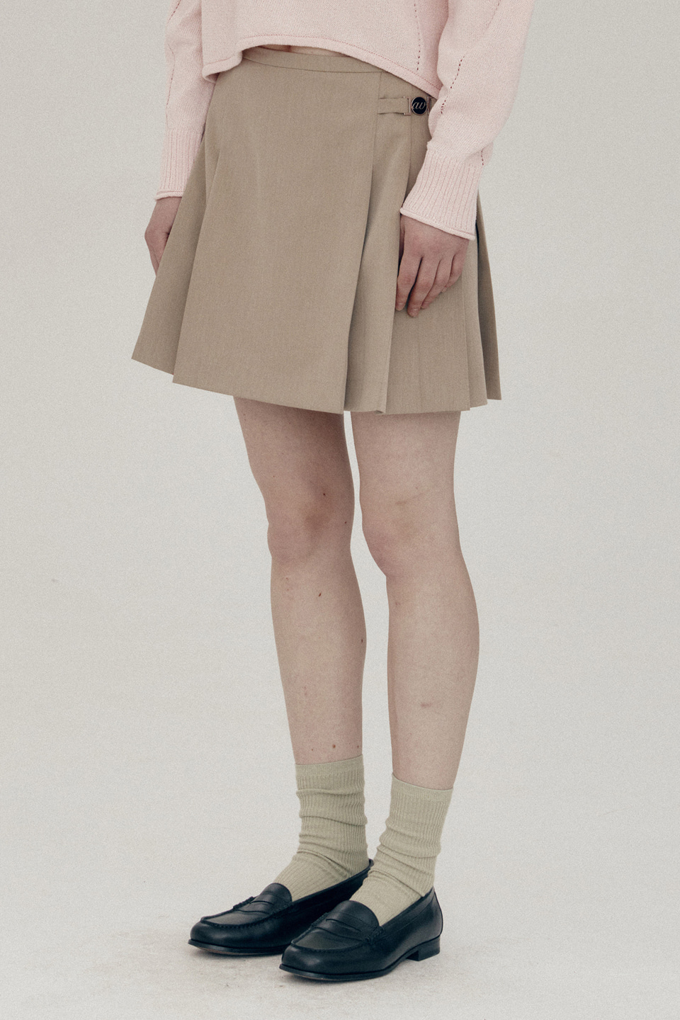 [Outlet] Pleated Mini Skirt_BEIGE