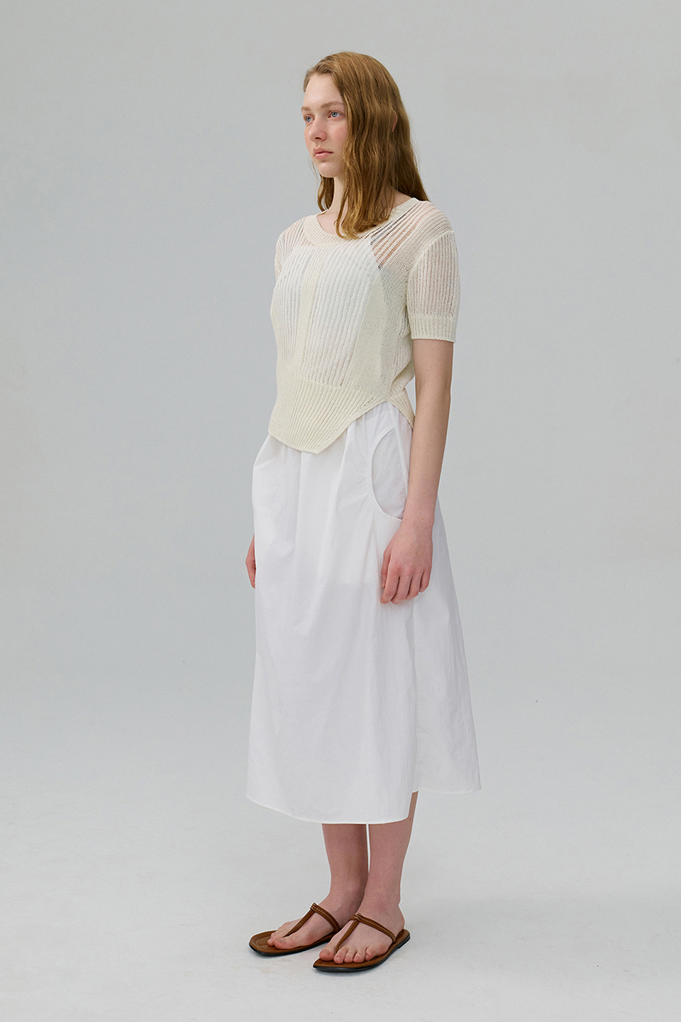 [Outlet] Open-Work Knit Top_IVORY