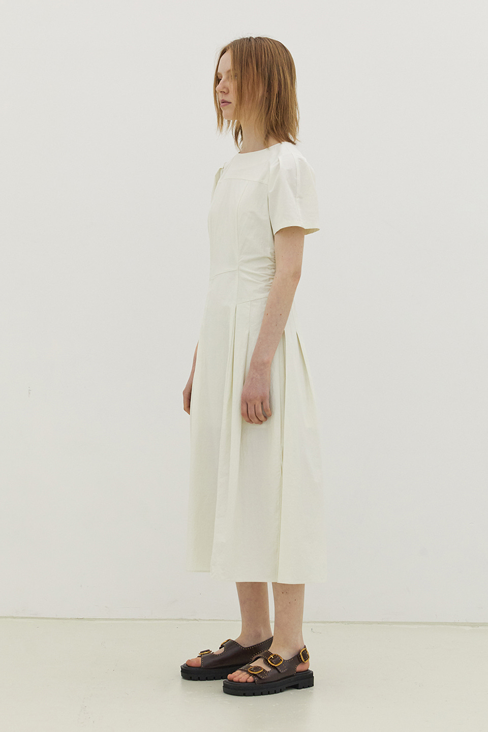 [Outlet] Shirring Long Dress_IVORY